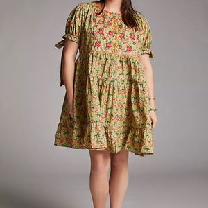 Roopa Remmaraju Green Dress with Orange and Pink Beaded/Stiching Details, 2X